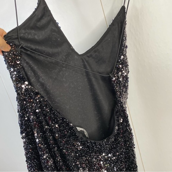 Lulus Sequined Backless Mini Dress Black Silver Size Large - Picture 9 of 16